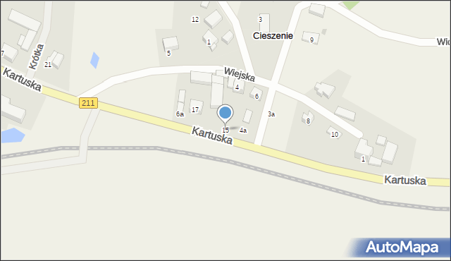 Cieszenie, Kartuska, 15, mapa Cieszenie