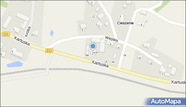 Cieszenie, Kartuska, 17, mapa Cieszenie