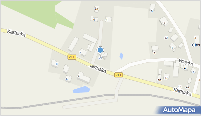 Cieszenie, Kartuska, 21, mapa Cieszenie