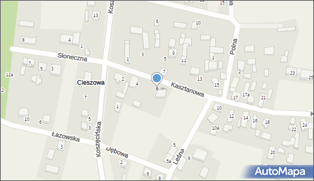 Cieszowa, Kasztanowa, 6, mapa Cieszowa