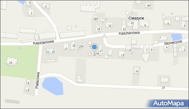 Cieszyce, Kasztanowa, 11, mapa Cieszyce