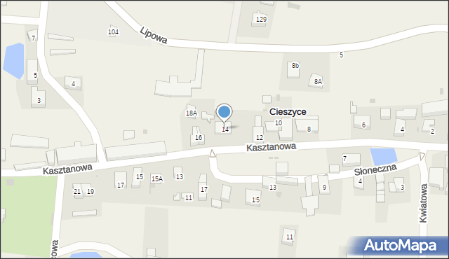 Cieszyce, Kasztanowa, 14, mapa Cieszyce
