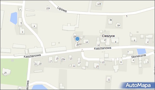 Cieszyce, Kasztanowa, 16, mapa Cieszyce