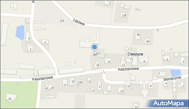 Cieszyce, Kasztanowa, 18A, mapa Cieszyce