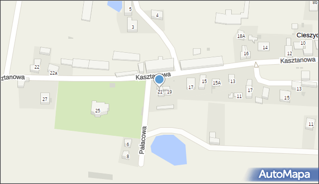 Cieszyce, Kasztanowa, 21, mapa Cieszyce