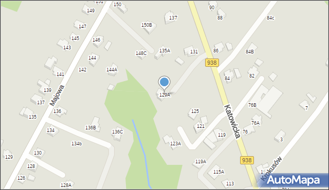 Cieszyn, Katowicka, 129A, mapa Cieszyna