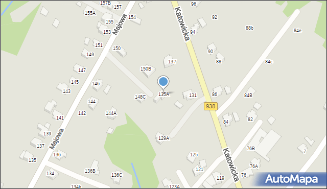 Cieszyn, Katowicka, 135A, mapa Cieszyna