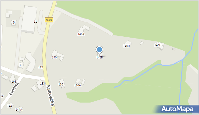 Cieszyn, Katowicka, 142B, mapa Cieszyna