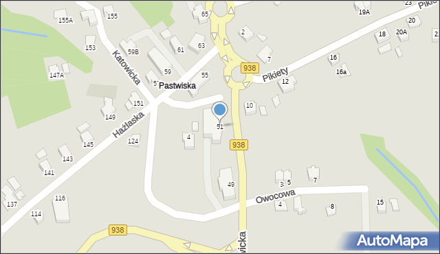 Cieszyn, Katowicka, 51, mapa Cieszyna