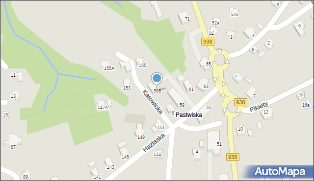 Cieszyn, Katowicka, 59B, mapa Cieszyna