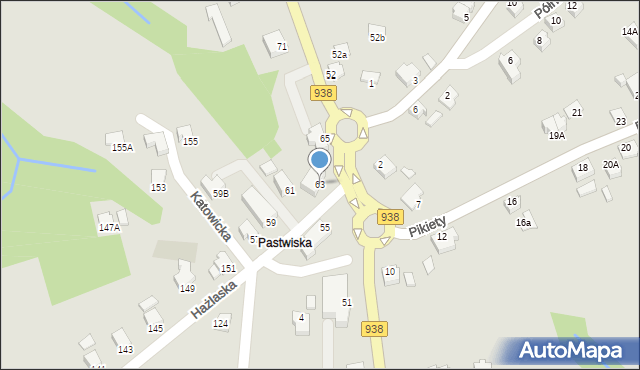 Cieszyn, Katowicka, 63, mapa Cieszyna