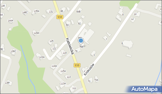 Cieszyn, Katowicka, 76A, mapa Cieszyna