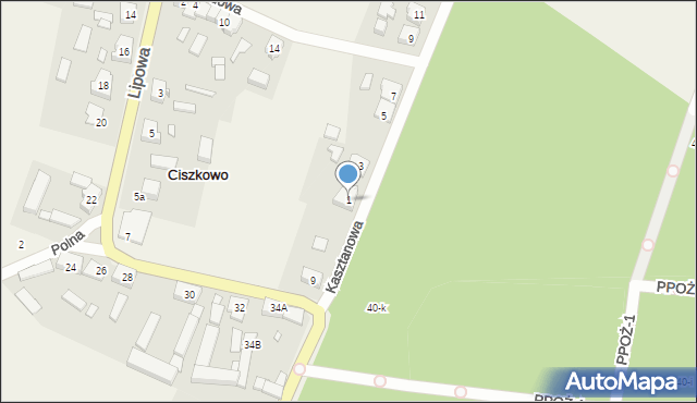 Ciszkowo, Kasztanowa, 1, mapa Ciszkowo