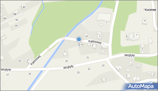 Czaniec, Kalinowa, 5, mapa Czaniec