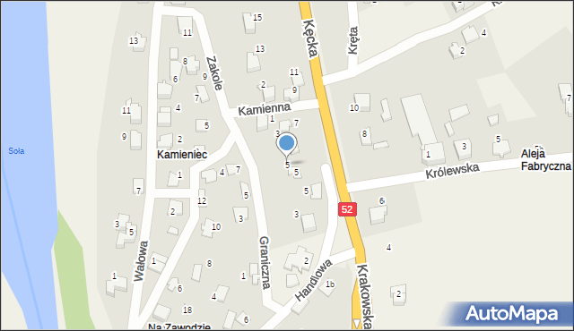 Czaniec, Kamienna, 5, mapa Czaniec