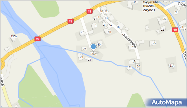 Czarna Góra, Kamieniec, 22A, mapa Czarna Góra