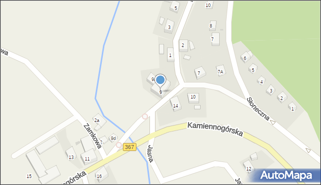 Czarny Bór, Kamiennogórska, 9, mapa Czarny Bór