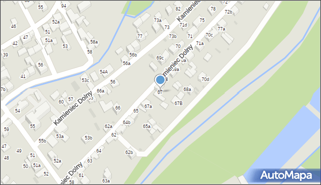 Czarny Dunajec, Kamieniec Dolny, 67, mapa Czarny Dunajec