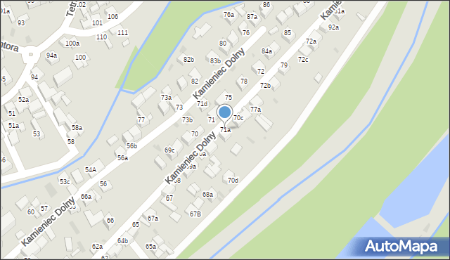 Czarny Dunajec, Kamieniec Dolny, 71a, mapa Czarny Dunajec