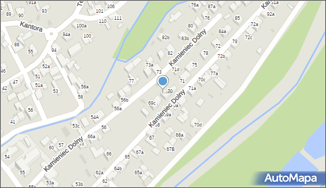 Czarny Dunajec, Kamieniec Dolny, 74a, mapa Czarny Dunajec