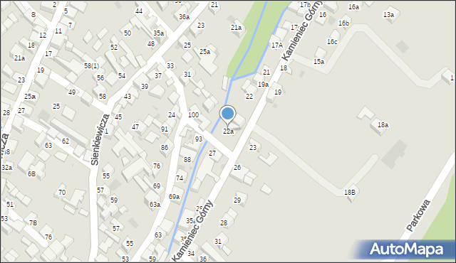 Czarny Dunajec, Kamieniec Górny, 22a, mapa Czarny Dunajec