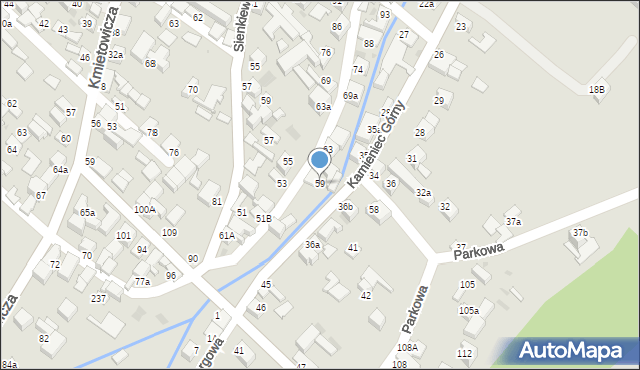 Czarny Dunajec, Kamieniec Górny, 59, mapa Czarny Dunajec