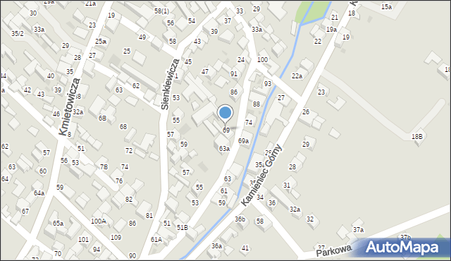 Czarny Dunajec, Kamieniec Górny, 69, mapa Czarny Dunajec
