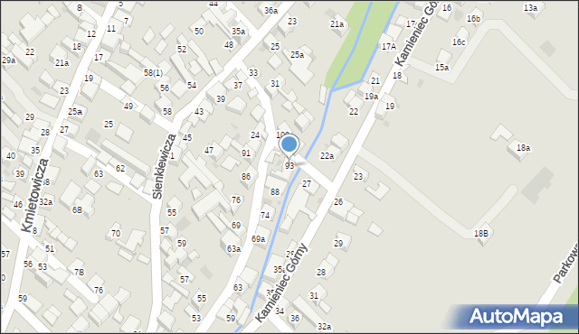 Czarny Dunajec, Kamieniec Górny, 93, mapa Czarny Dunajec