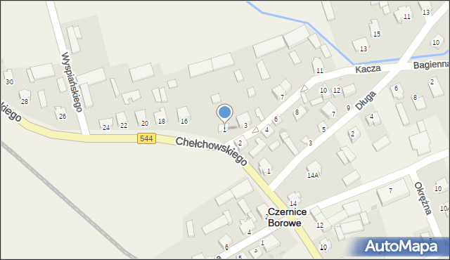 Czernice Borowe, Kacza, 1, mapa Czernice Borowe