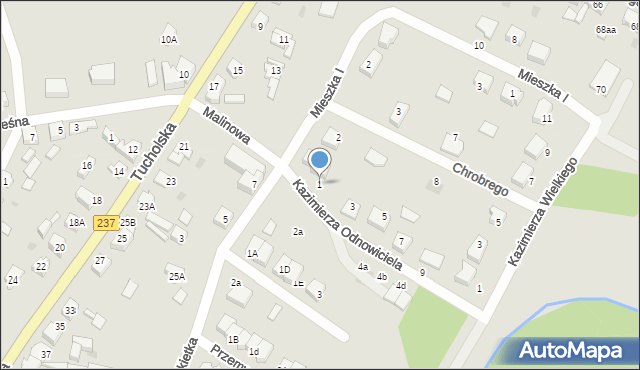 Czersk, Kazimierza Odnowiciela, 1, mapa Czersk
