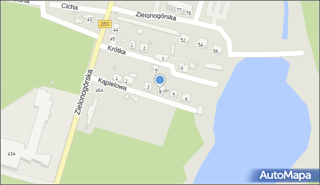 Czerwieńsk, Kąpielowa, 4, mapa Czerwieńsk