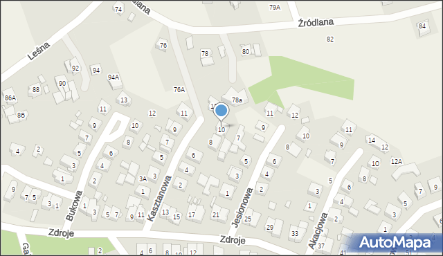 Czerwonak, Kasztanowa, 10, mapa Czerwonak