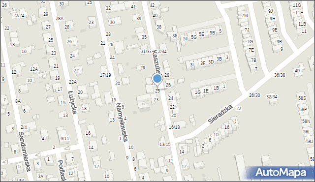 Częstochowa, Kaszubska, 25, mapa Częstochowy