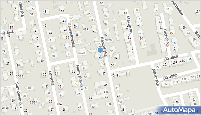 Częstochowa, Kaszubska, 51, mapa Częstochowy