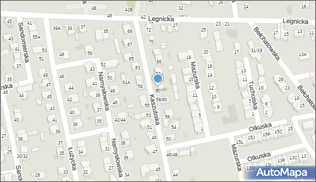 Częstochowa, Kaszubska, 60, mapa Częstochowy