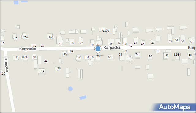 Częstochowa, Karpacka, 58, mapa Częstochowy