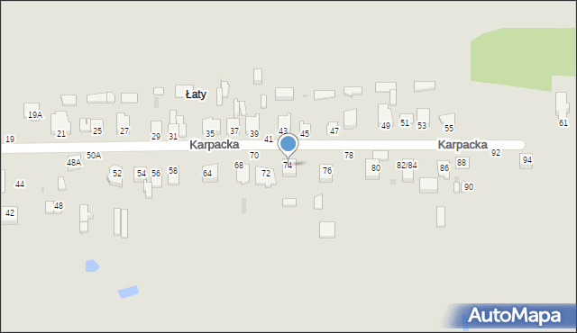 Częstochowa, Karpacka, 74, mapa Częstochowy