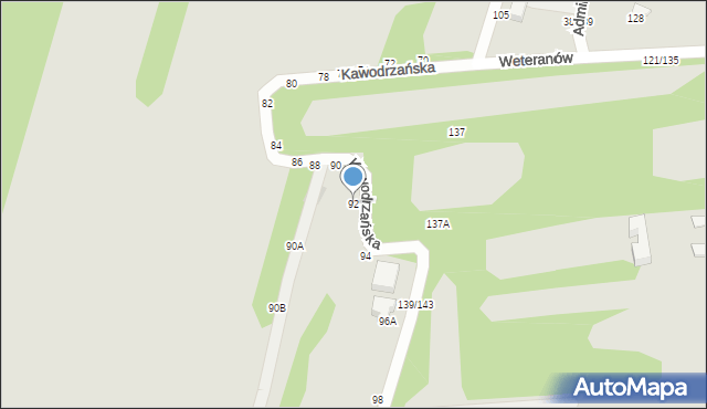 Częstochowa, Kawodrzańska, 92, mapa Częstochowy