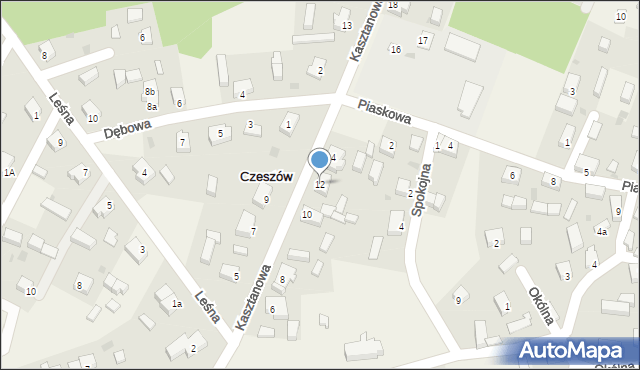 Czeszów, Kasztanowa, 12, mapa Czeszów