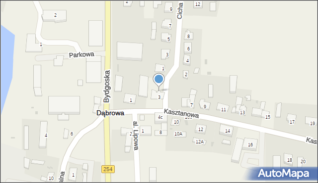 Dąbrowa, Kasztanowa, 5, mapa Dąbrowa