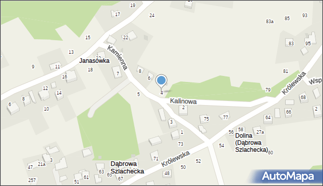 Dąbrowa Szlachecka, Kamienna, 4, mapa Dąbrowa Szlachecka