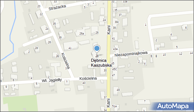Dębnica Kaszubska, Kani Antoniego, ks., 28, mapa Dębnica Kaszubska