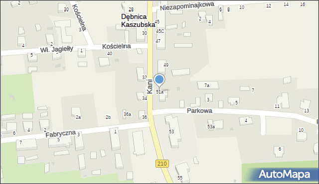 Dębnica Kaszubska, Kani Antoniego, ks., 51a, mapa Dębnica Kaszubska