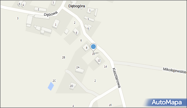 Dębogóra, Kasztanowa, 10, mapa Dębogóra