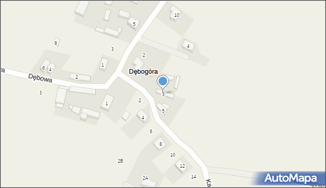 Dębogóra, Kasztanowa, 3, mapa Dębogóra