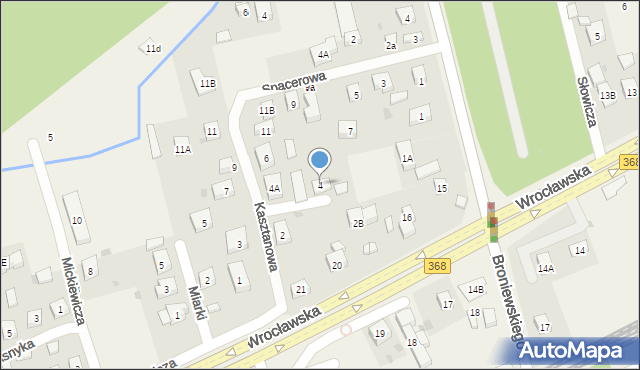 Długołęka, Kasztanowa, 4, mapa Długołęka