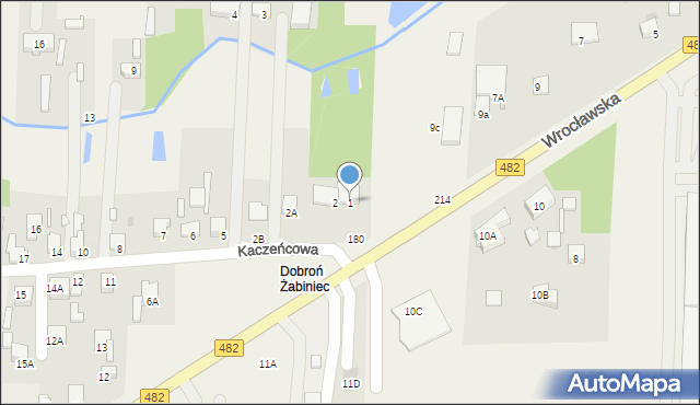 Dobroń, Kaczeńcowa, 1, mapa Dobroń