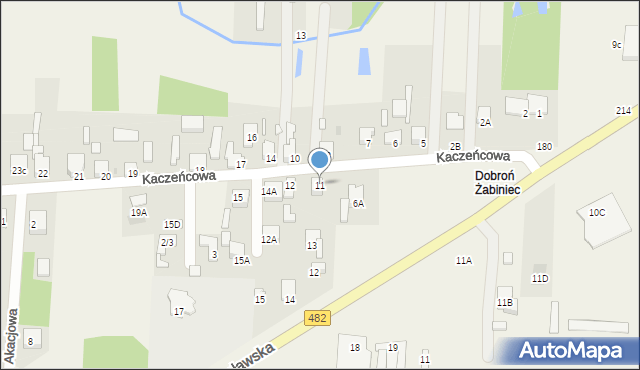Dobroń, Kaczeńcowa, 11, mapa Dobroń