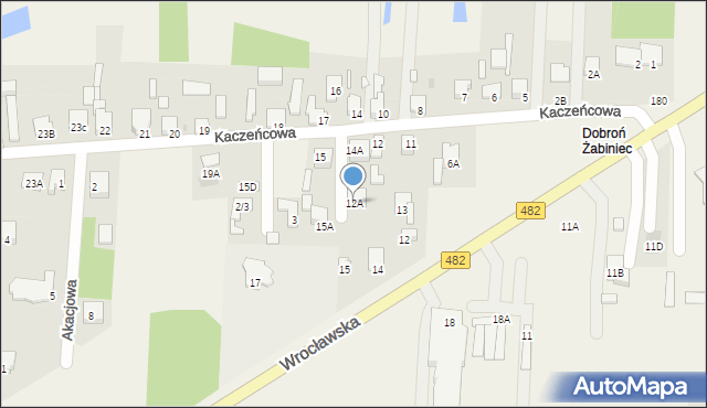 Dobroń, Kaczeńcowa, 12A, mapa Dobroń