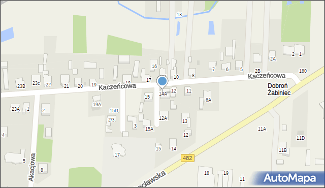 Dobroń, Kaczeńcowa, 14A, mapa Dobroń